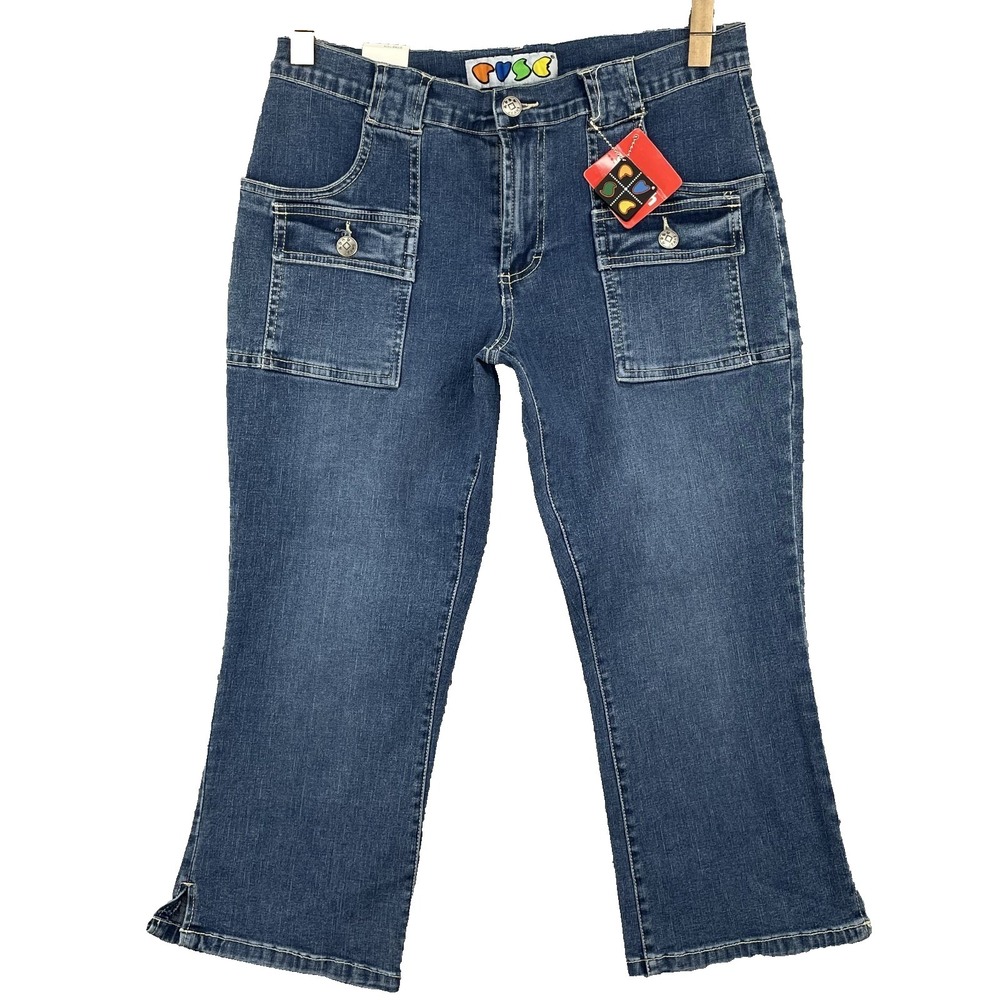 Old Stock Y2K Fuse Capri Jeans Women 13/14 Low Rise Denim Western Utility Grunge